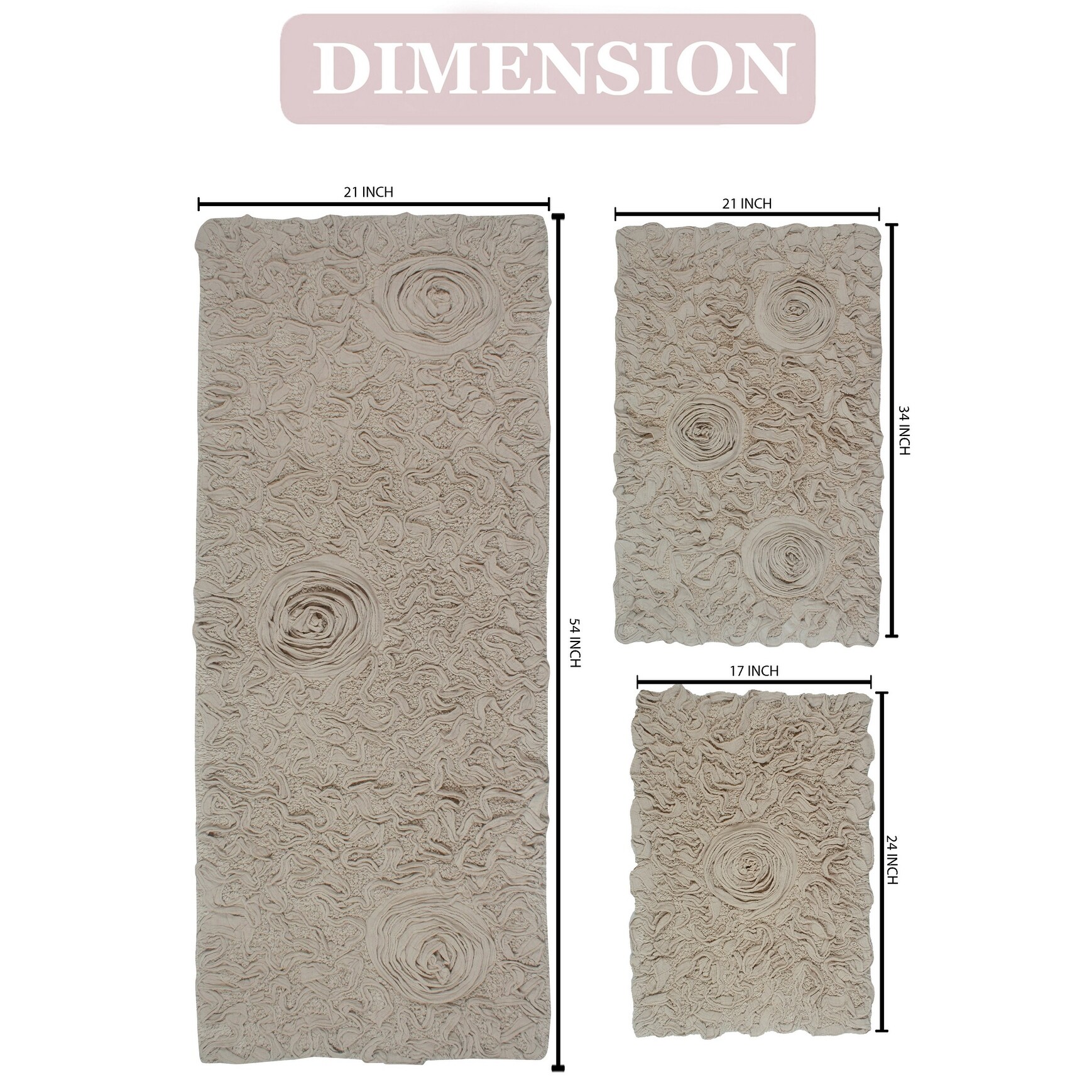 Bell Flower Collection 100% Cotton Non-Slip Bathroom Rug-image