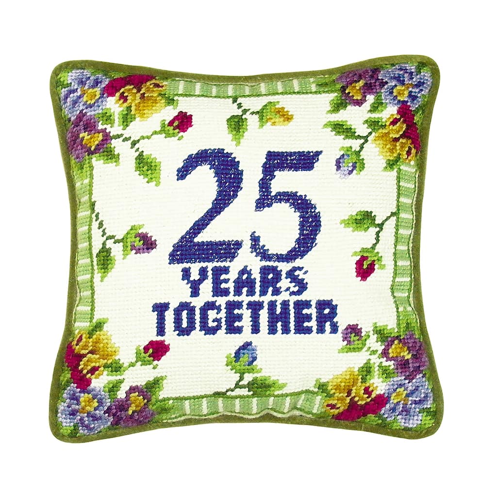 10" x 10" 25 Years Together Needlepoint Pillow
