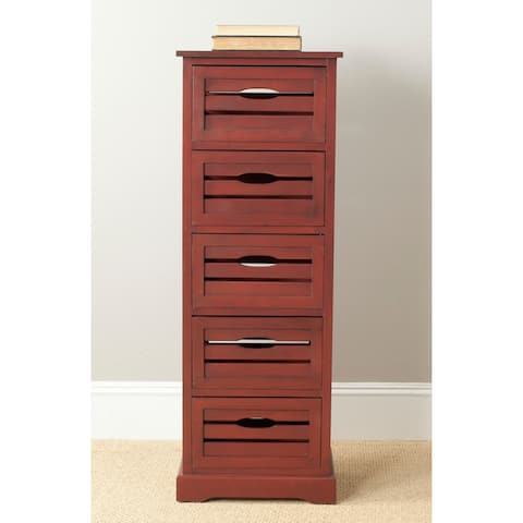 SAFAVIEH Sarina Red Storage 5-Drawer Cabinet - 16.5" x 12.6" x 46.5"