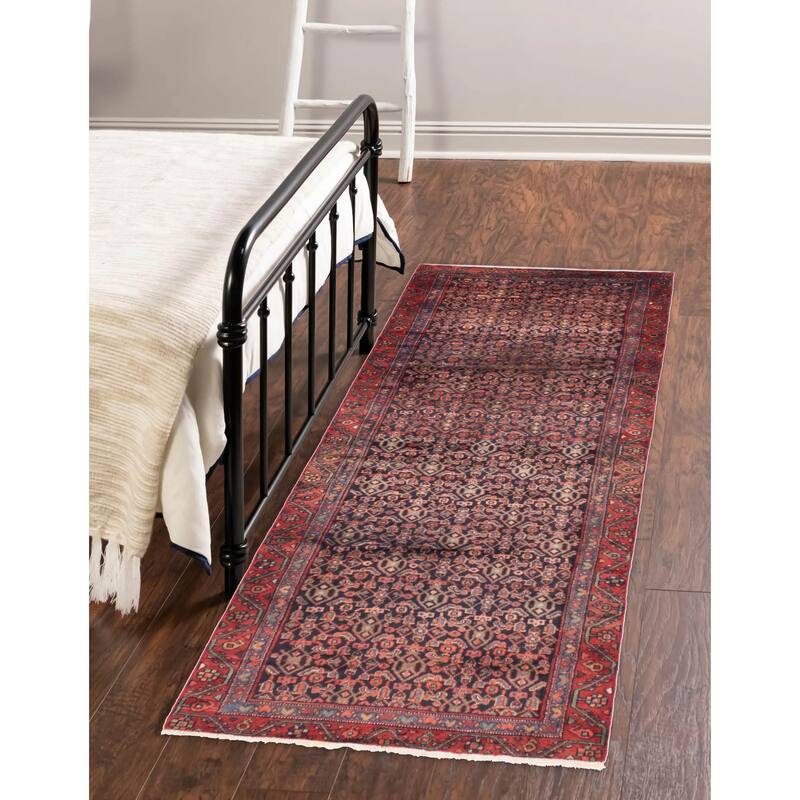 ECARPETGALLERY Hand-knotted Andelz Dark Navy Wool Rug - 3'6 x 9'6