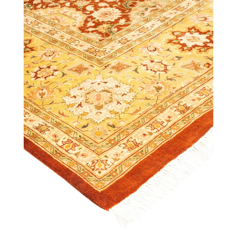Overton Handknotted Wool Traditional Oriental Orange Area Rug - 8' x 10'