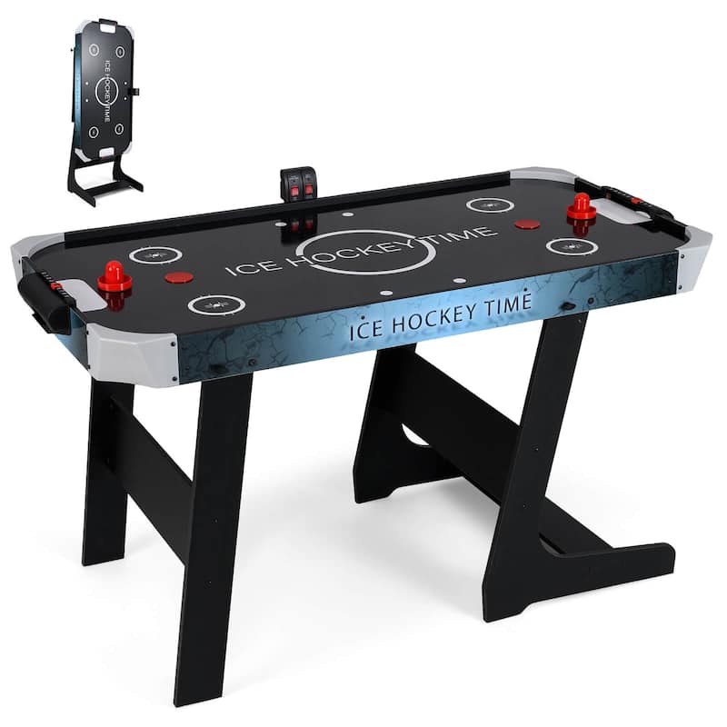 Costway Foldable Air Hockey Table for Kids & Adults with Digital LED - See Details - Black