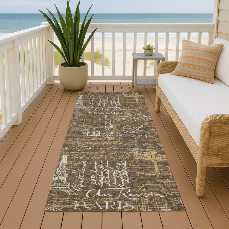 Machine Washable Indoor/ Outdoor Paris Chic Chantille Rug - Chocolate - 2'3" x 7'6"