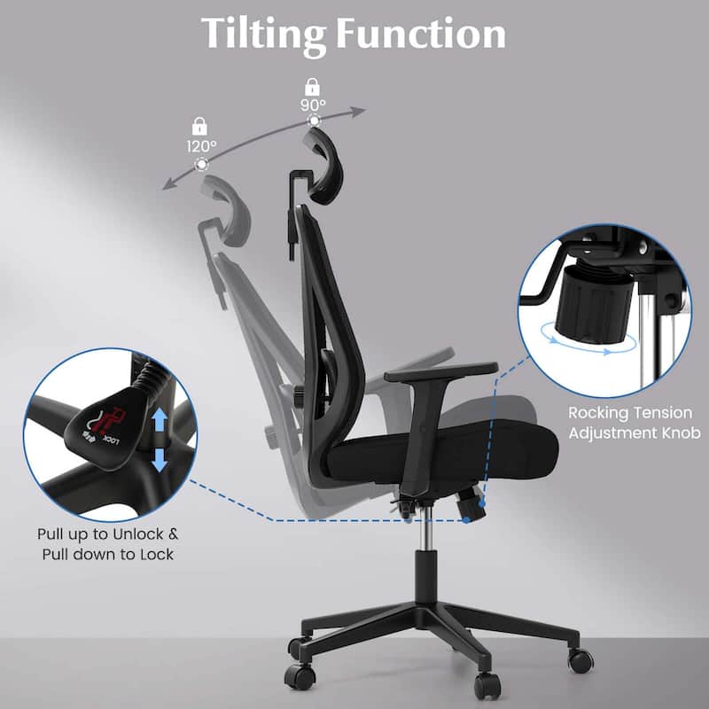 Costway Ergonomic Office Chair with Adjustable Lumbar Support Tilting - See Details