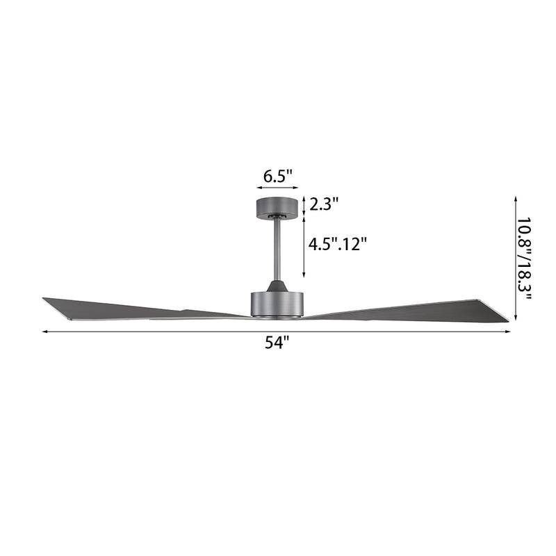 MLiAN 54 In. 4 -ABS Blades Wet Rated Outdoor Ceiling Fan with Remote