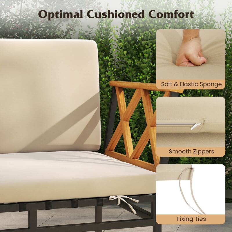 Costway 4 Piece Outdoor Sectional Sofa Set L-Shaped Metal Conversation - See Details