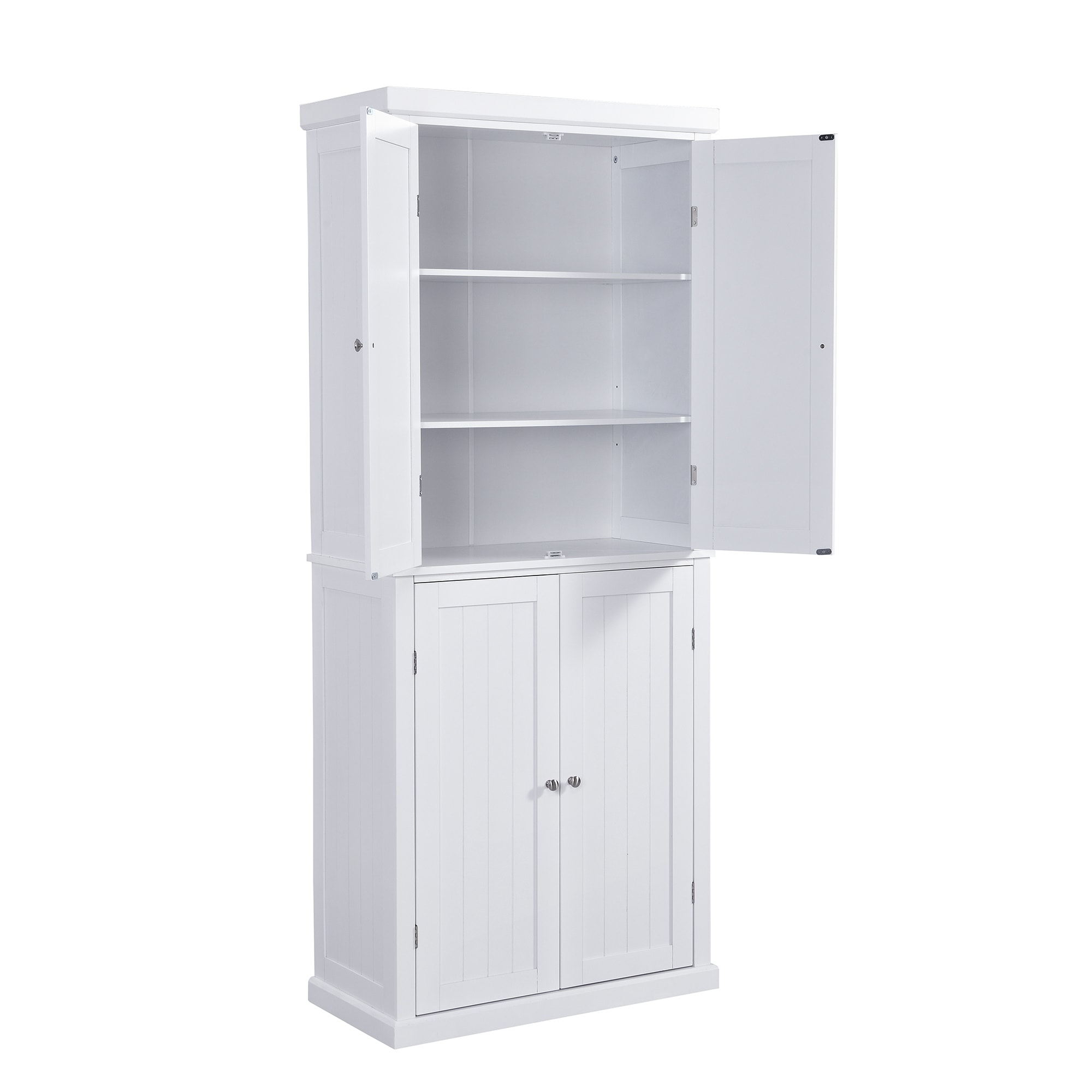 4-Door Kitchen Pantry Cabinet 72 Tall Cupboard Organizer Adjustable  Shelves