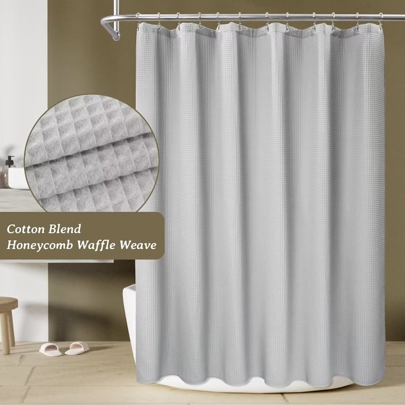 Cotton Blend Honeycomb Waffle Shower Curtain - 72"Wx72"L - Grey
