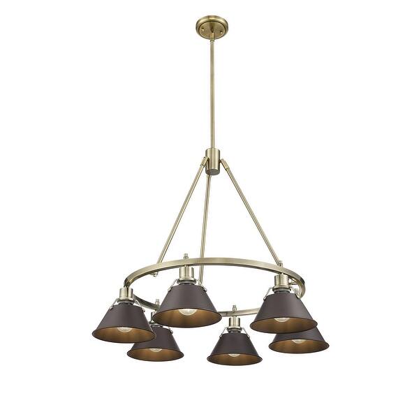 slide 1 of 1, Orwell 6-Light Chandelier in Aged Brass with Rubbed Bronze - Gold