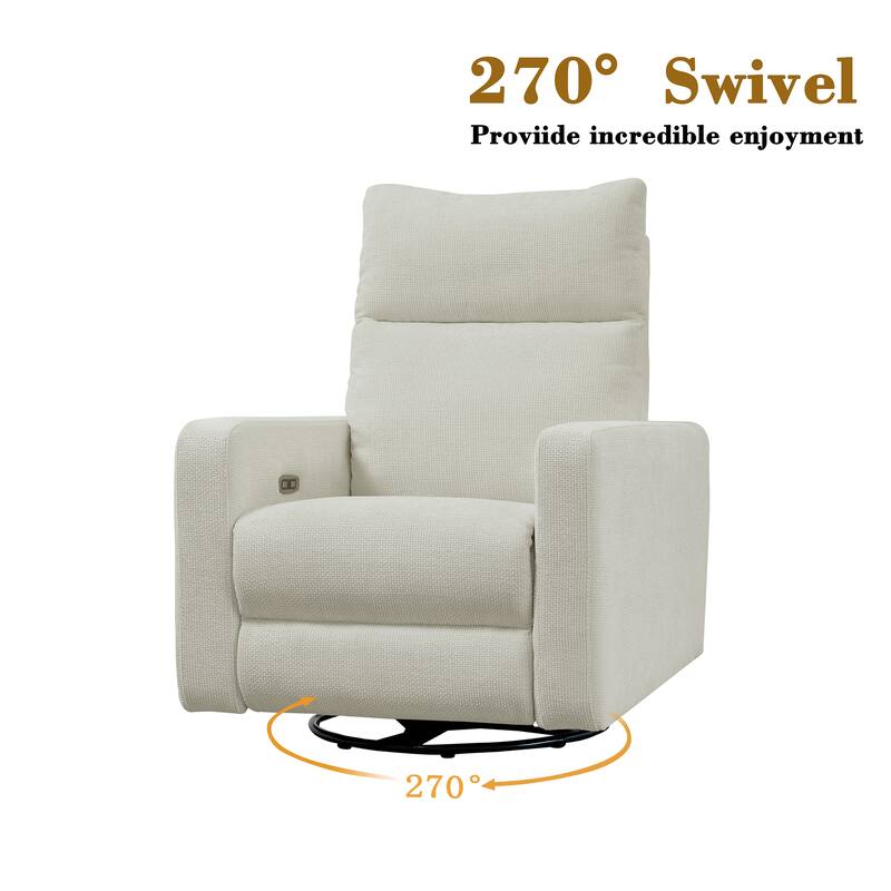 Olmas 33.5"W Power Swivel Glider Recliner with USB Charger