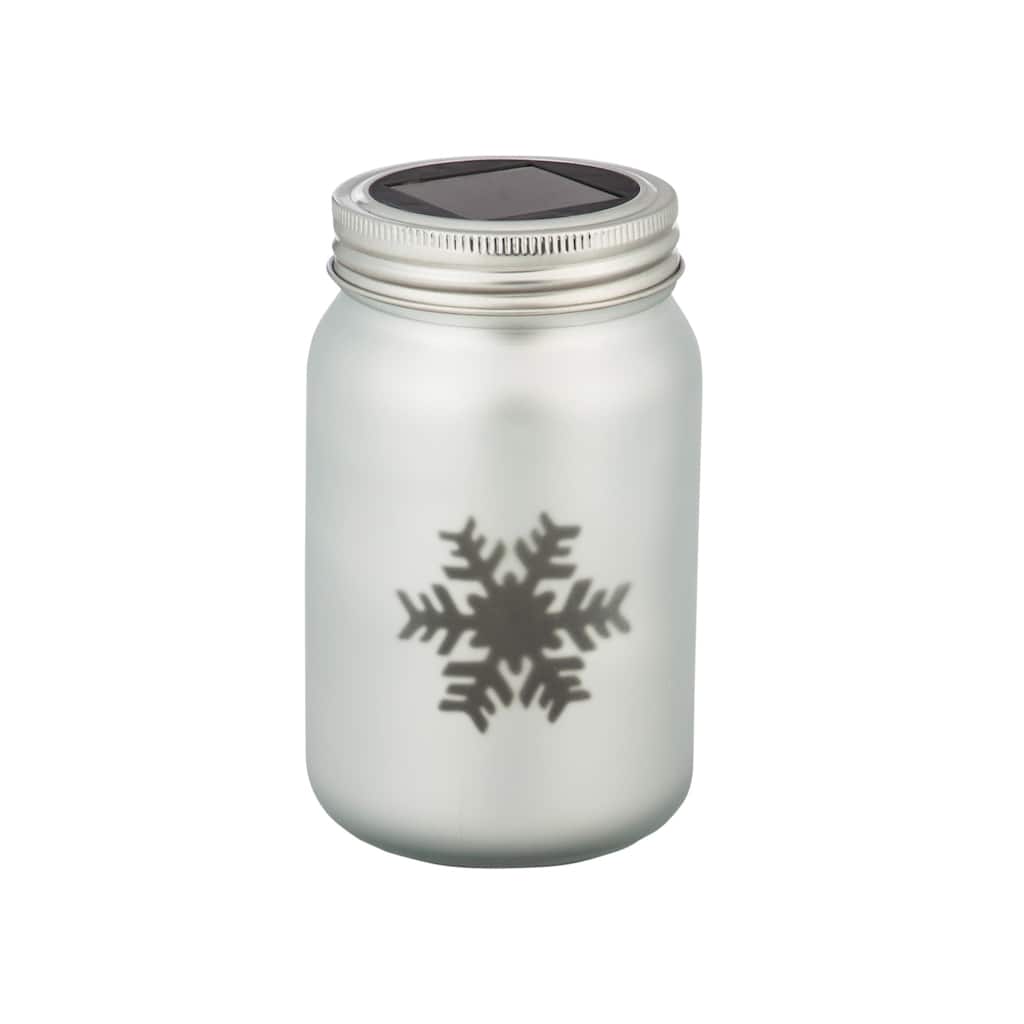 5.5"H Solar Christmas Mason Jars, Silver