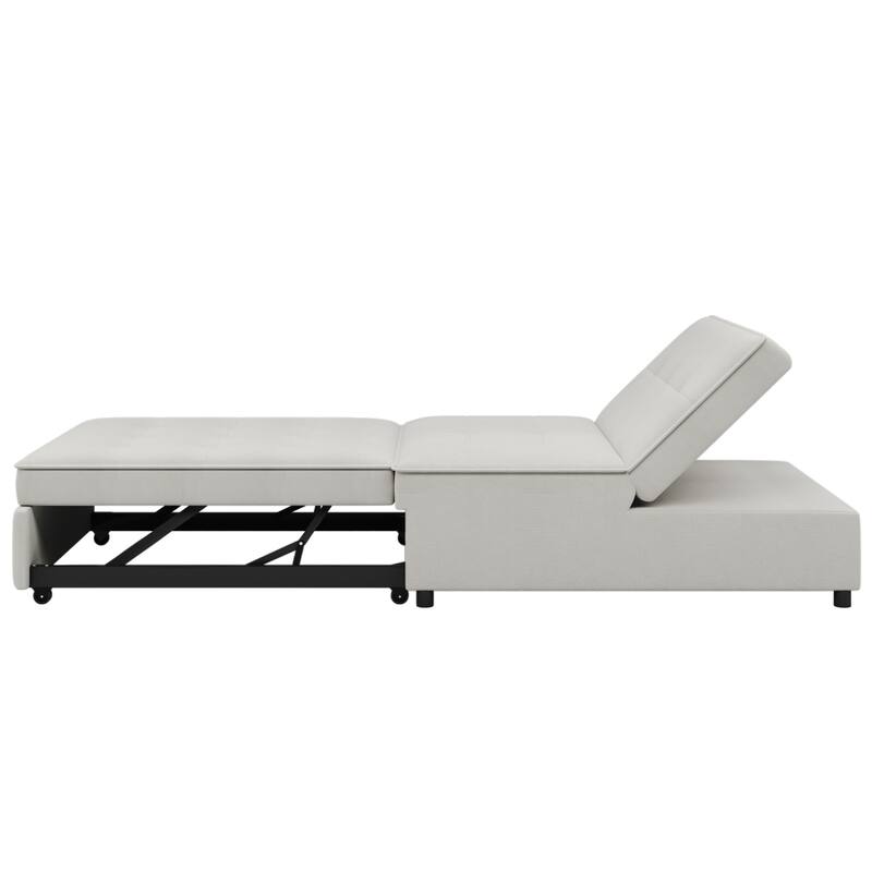 4-in-1 Convertible Sofa Chair Bed, Folding Ottoman Bed Armless Sofa Chair with Storage Pocket and USB Port for Living Room