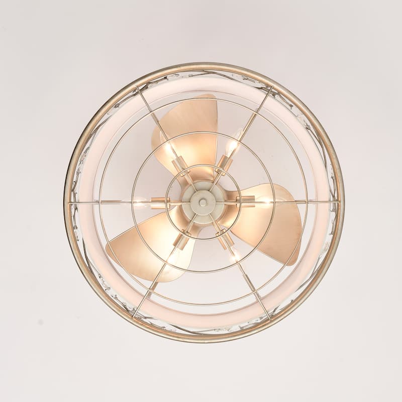 Thane 27 Inch Crystal Glam Style Opaque Glass Fandelier with Remote
