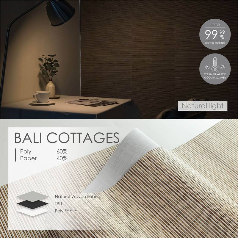 GoDear Design 99.99% Blackout & Sheer Natural Woven Adjustable Sliding Panel Track Blinds, Vertical Blinds, 45.8"- 86" W x 96" L