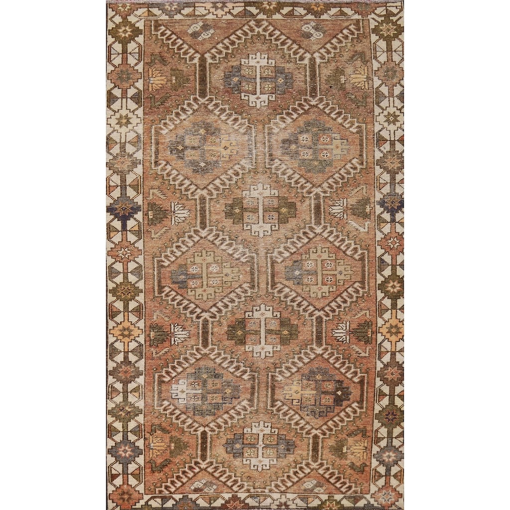 Distressed Bakhtiari Persian Vintage Rug Handmade Wool Carpet - 5'1"x 9'2"