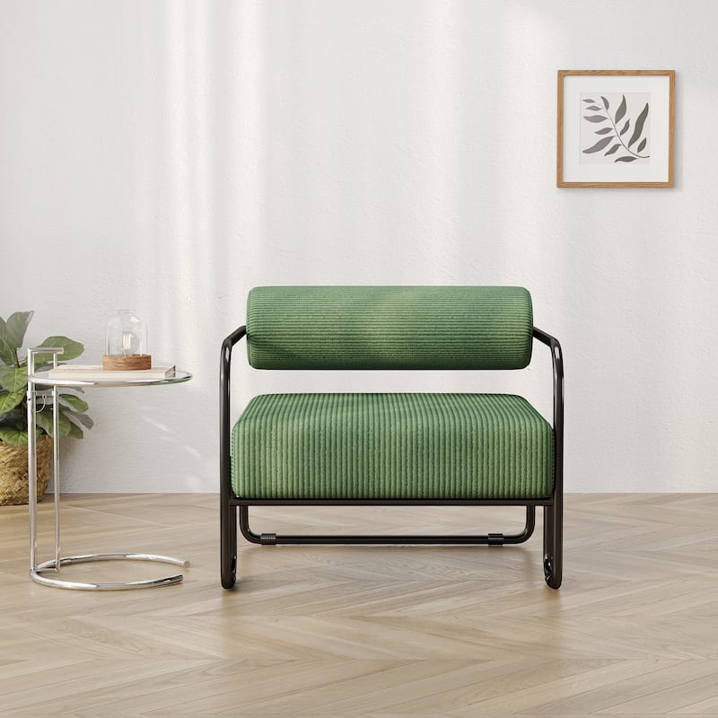 Living Room Iron Accent Chair,Corduroy Upholstered Arm Chair