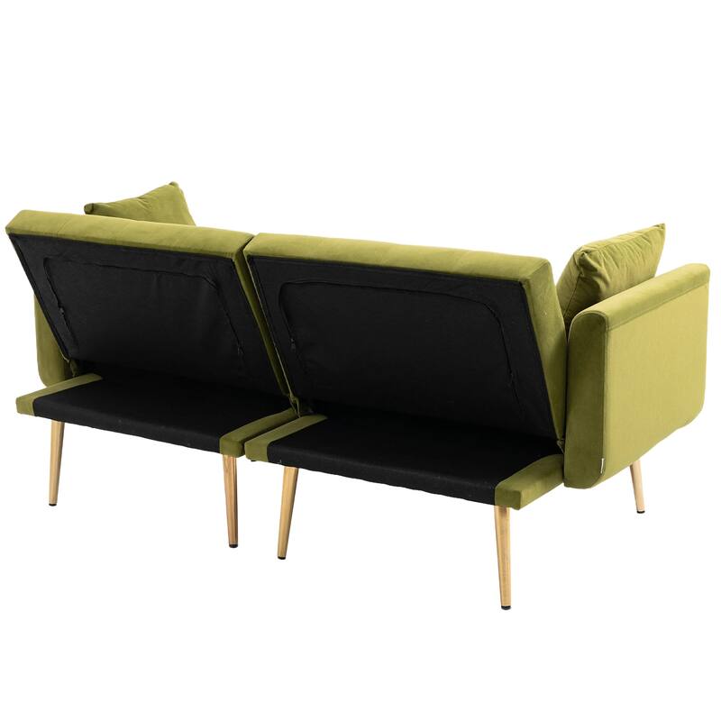 65.35" Velvet Futon Sofa Bed with Adjustable Backrest