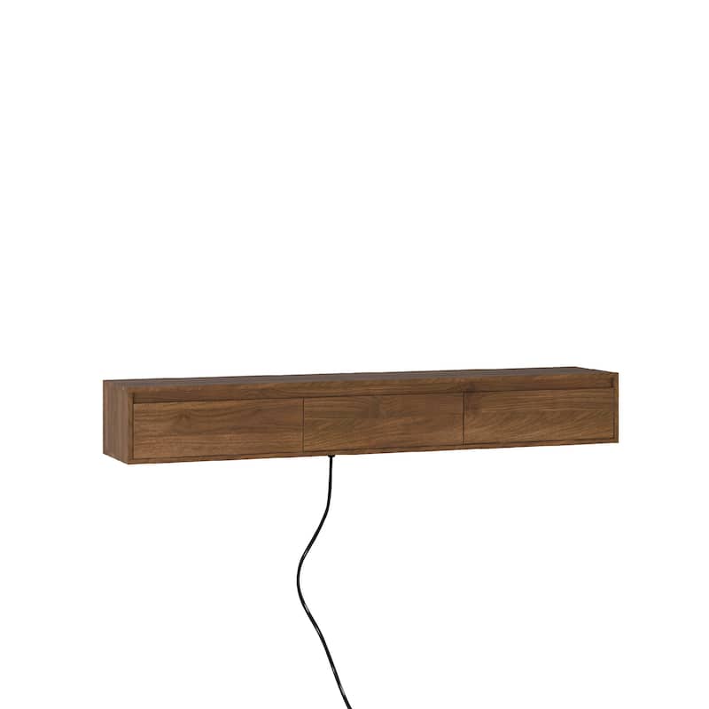 Floating TV Stand, Wall Mounted TV Shelf with Led Lights & Power Outlet,High Gloss TV Cabinet for Wood tv Stands for Living Room