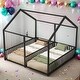 preview thumbnail 1 of 7, Kids and Baby Twin Size Metal House Platform Beds,Two Shared Beds For Home Black