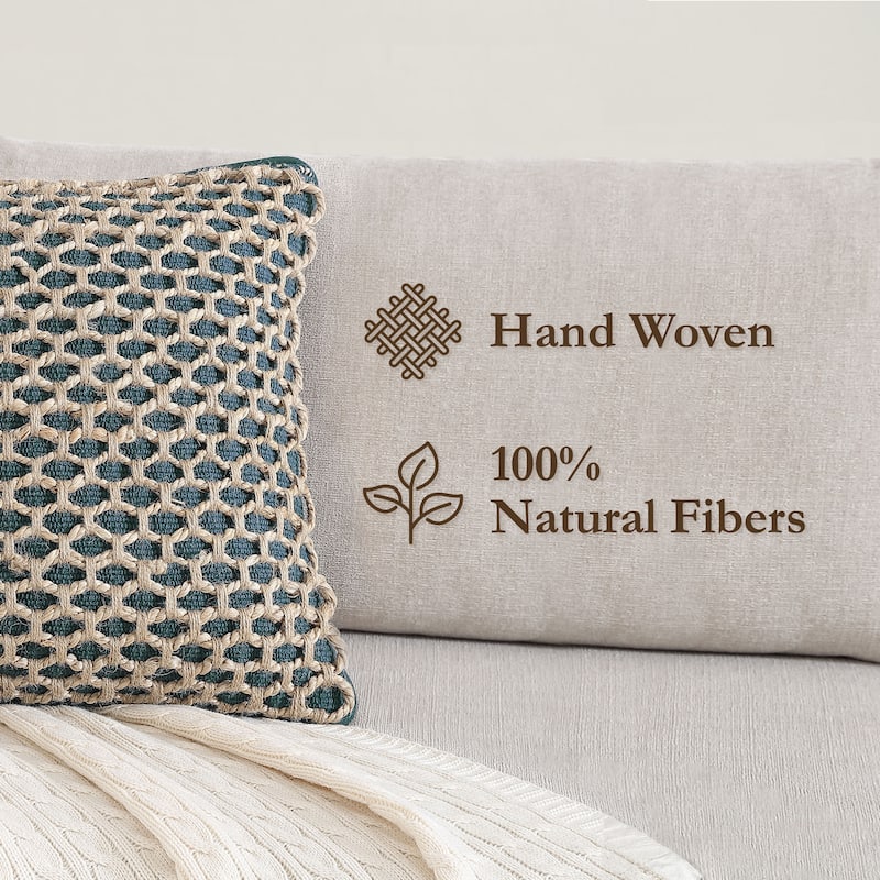 Boho Living Jada Braided Cotton/Jute Throw Pillow Covers
