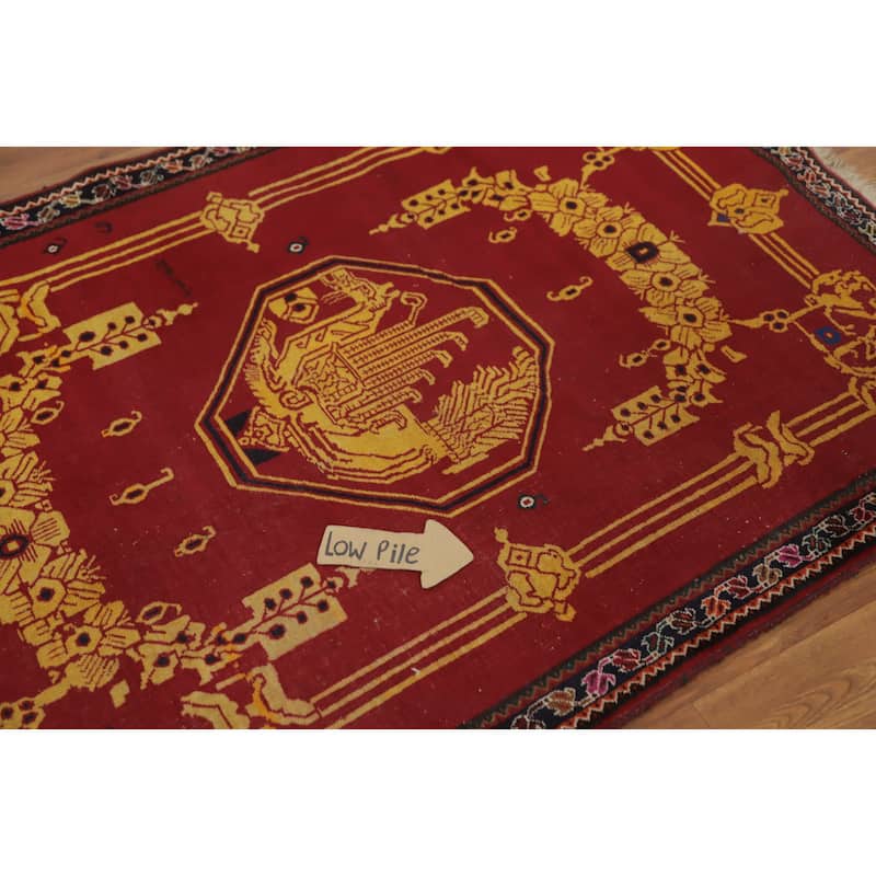 Hand Knotted Oriental 100% Wool Carpet Traditional Medallion Red Shiraz Area Rug - 5' 9'' X 4' 0''