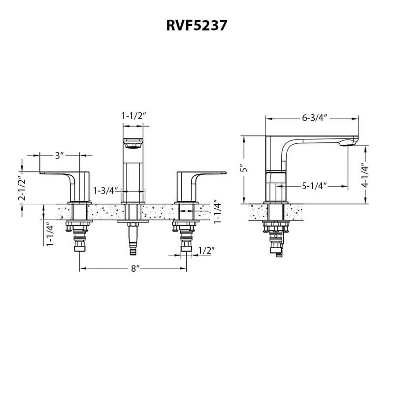 Ruvati Lanai Two Handle Widespread Bathroom Faucet in Brushed Nickel - RVF5237BN - 7'6" x 9'6"