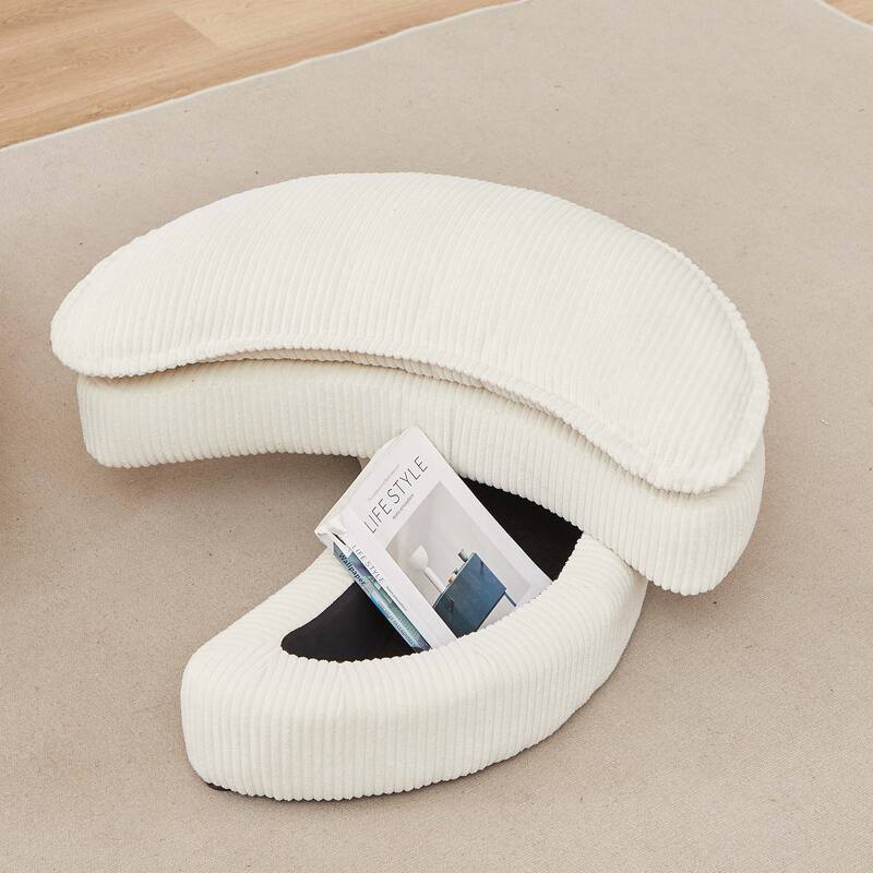 Oversized Swivel Chair with moon storage ottoman