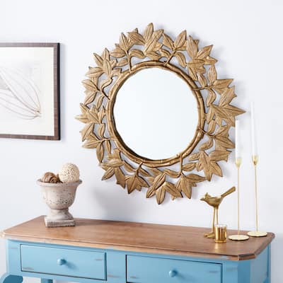 SAFAVIEH Marlee 32-inch Round Antique Brass Mirror - 31.5" W x 1.8" D x 31.5" H - 32Wx2Dx32H