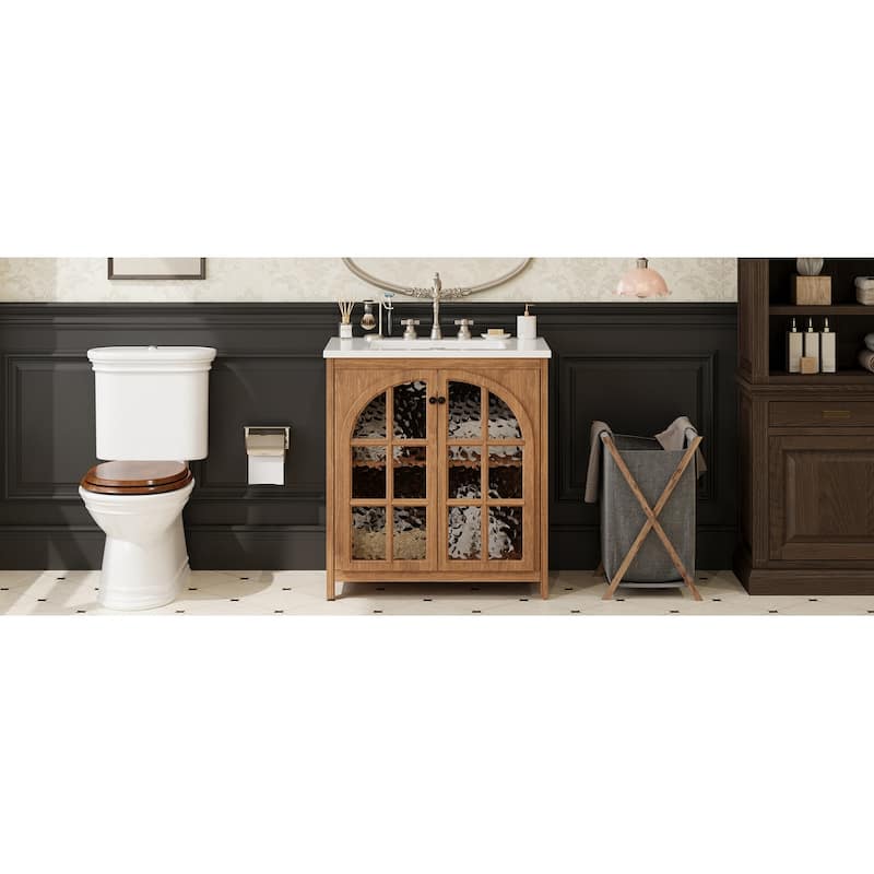 Farmhouse Bathroom Vanity with Ceramic Sink