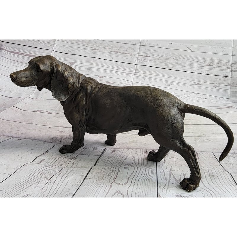 Dachshund Weiner Dog Bronze Metal Figure Figurine Sculpture Statue Decor Original Art 9 Inches X 17 Inches