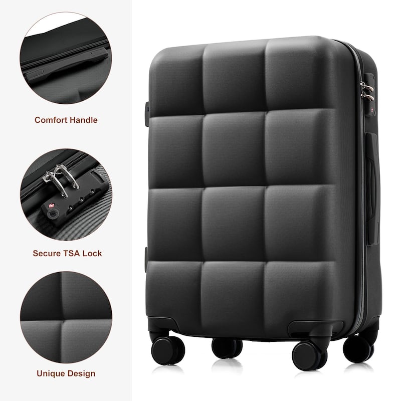 Luggage Sets 4 Piece, ABS Durable Suitcase with Travel Bag, Cup Holder, ABS Hard Shell Luggage with Spinner Wheels