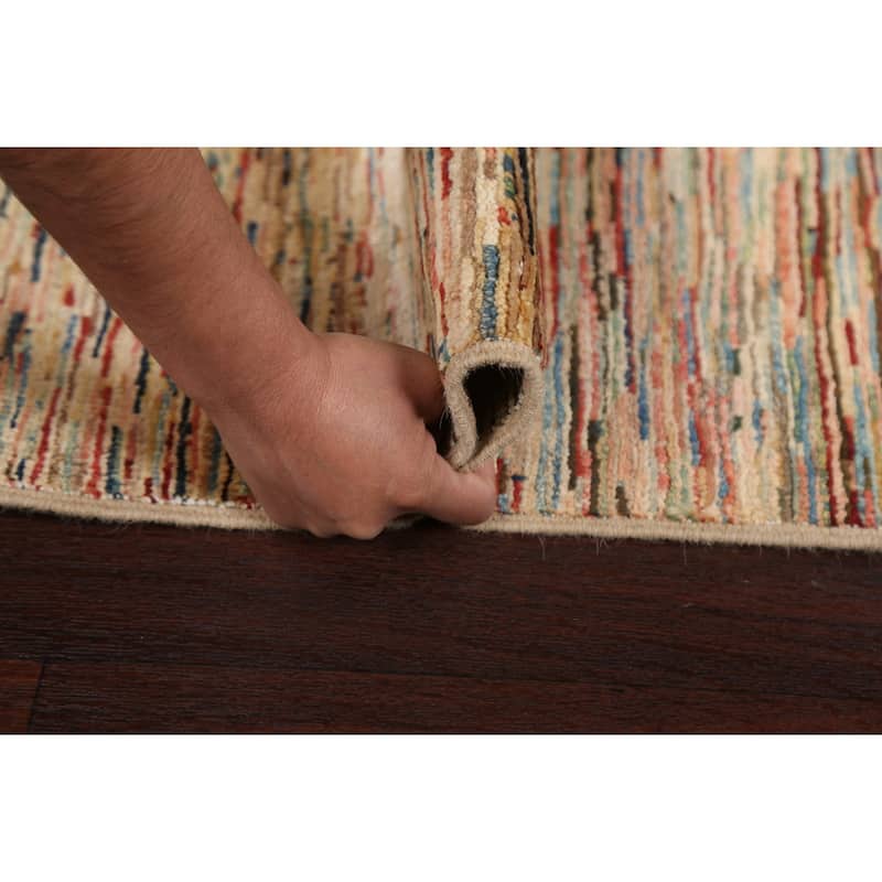 Striped Modern Gabbeh Kashkoli Oriental Area Rug Wool Handmade Carpet - 2'8" x 4'1"