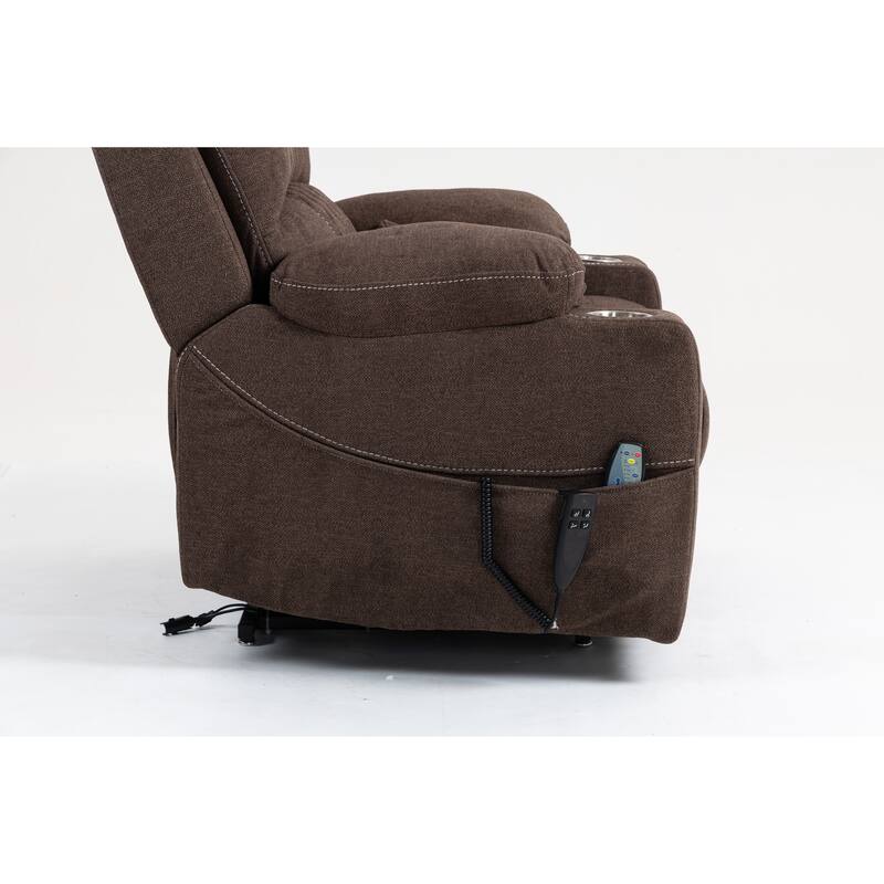 Velvet Oversized Power Lift Recliner Chair, Dual OKIN Motors & Cup Holders