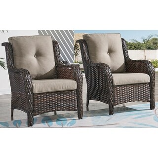 PE Rattan Wicker Chair Outdoor Patio Furniture Set of 2
