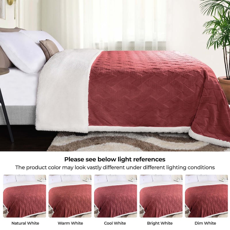 Superior Nuuk Jacquard Lattice Fluffy Sherpa Fleece Blanket
