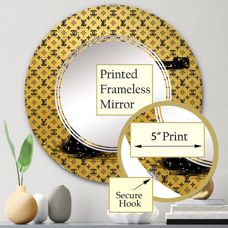 Designart 'Gold Designer Pistol II' Printed Fashion Gun Wall Mirror
