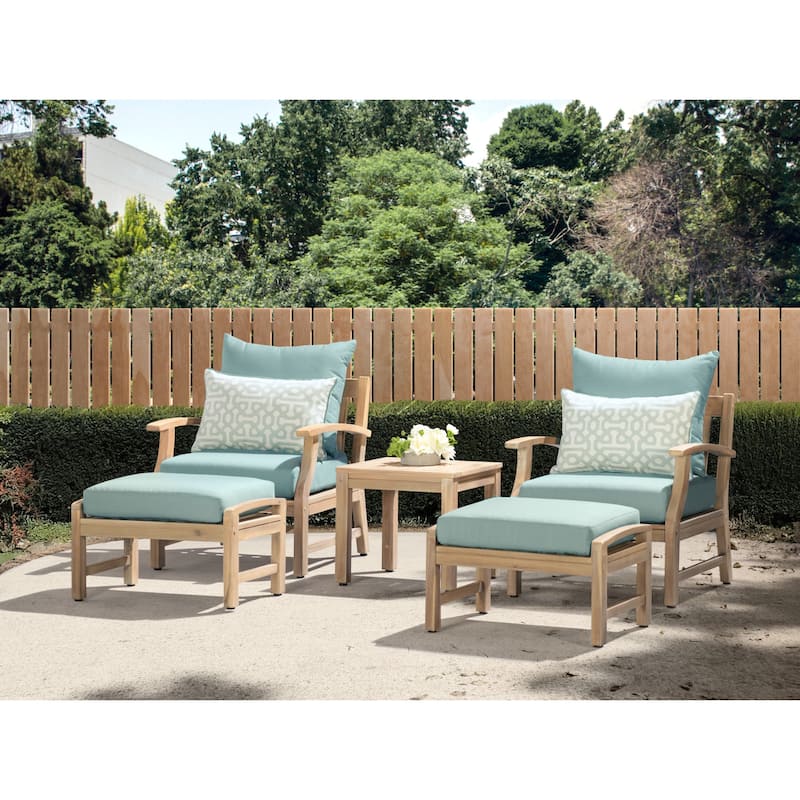 Kooper 5 Piece Sunbrella Outdoor Patio Club Chair And Ottoman Set