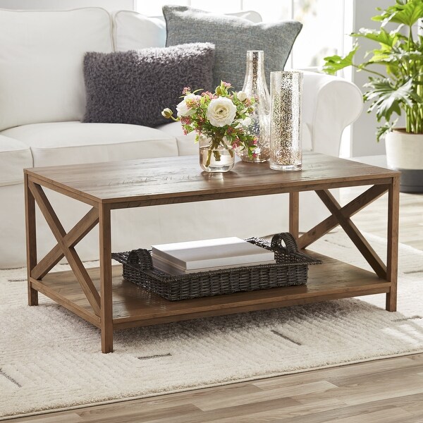 Farmhouse X Design Rectangle Coffee Table Rustic Weathered Oak Bed Bath Beyond 37055080
