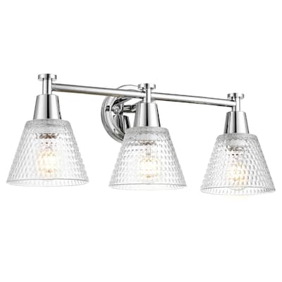 3-Light Bathroom Vanity Lighting with Hammered Glass