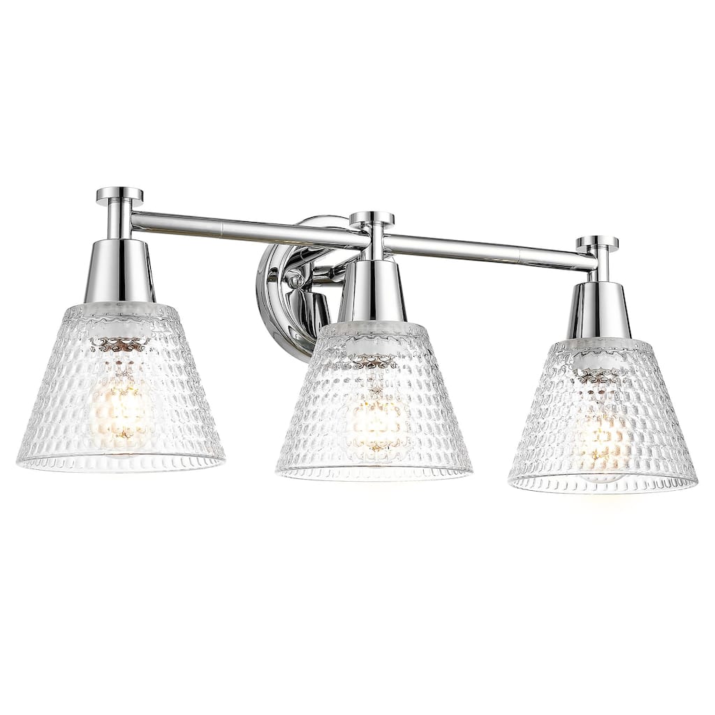 3-Light Bathroom Vanity Lighting with Hammered Glass