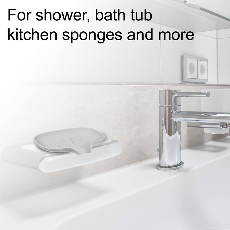 Soap Dish Keep Soap Dry for Home Bathroom Kitchen Silicone 14.5x11.3cm - Gray