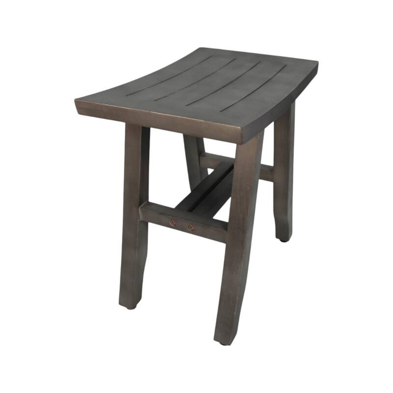 HomeRoots 18" Antiqued Gray Teak Rectangular Shower Bench