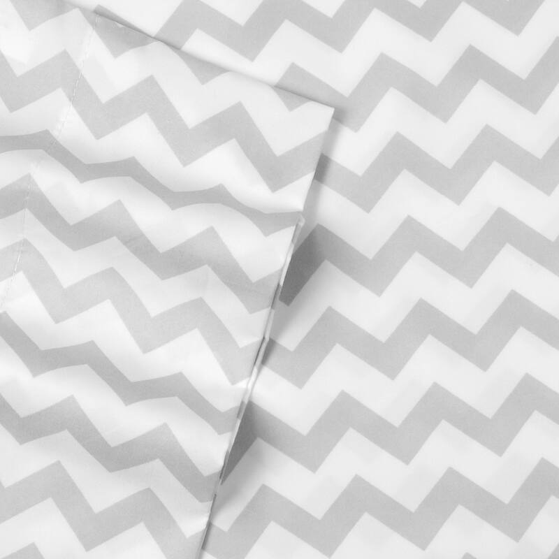 Sweet Home Collection 6 Piece Chevron Printed Gray Sheet Set, Deluxe Ultra Soft 1500 Series, Double Brushed Microfiber