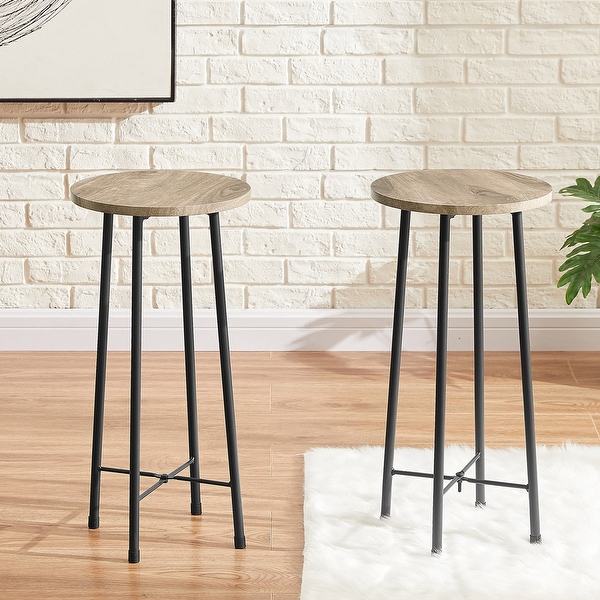 23.6 Height Round Bar Stools Wooden Industrial Style Set of 2 Bed Bath Beyond 36249402