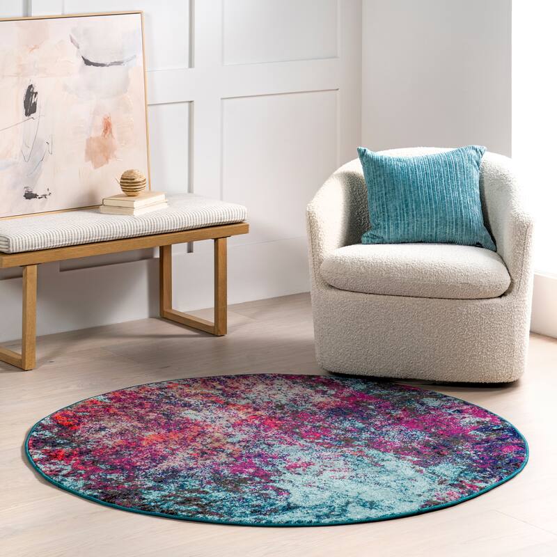 Nuloom Reva Colorful Abstract Area Rug - 5' Round - Multi - Round