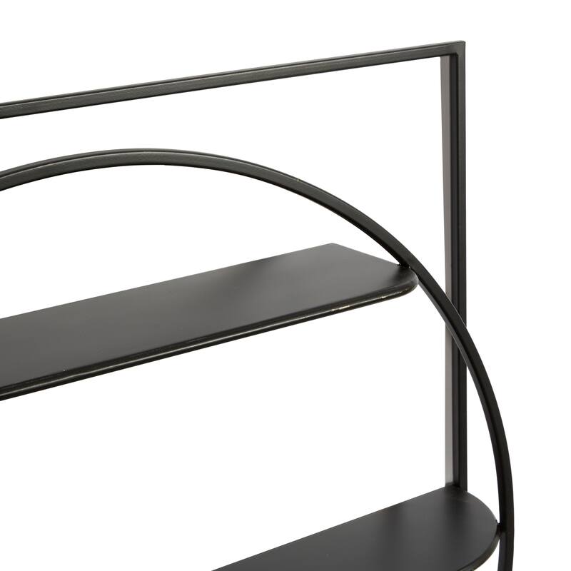Metal 3 Shelves Wall Shelf - Black - Roche River Decor - 5"W x 32"L x 32"H