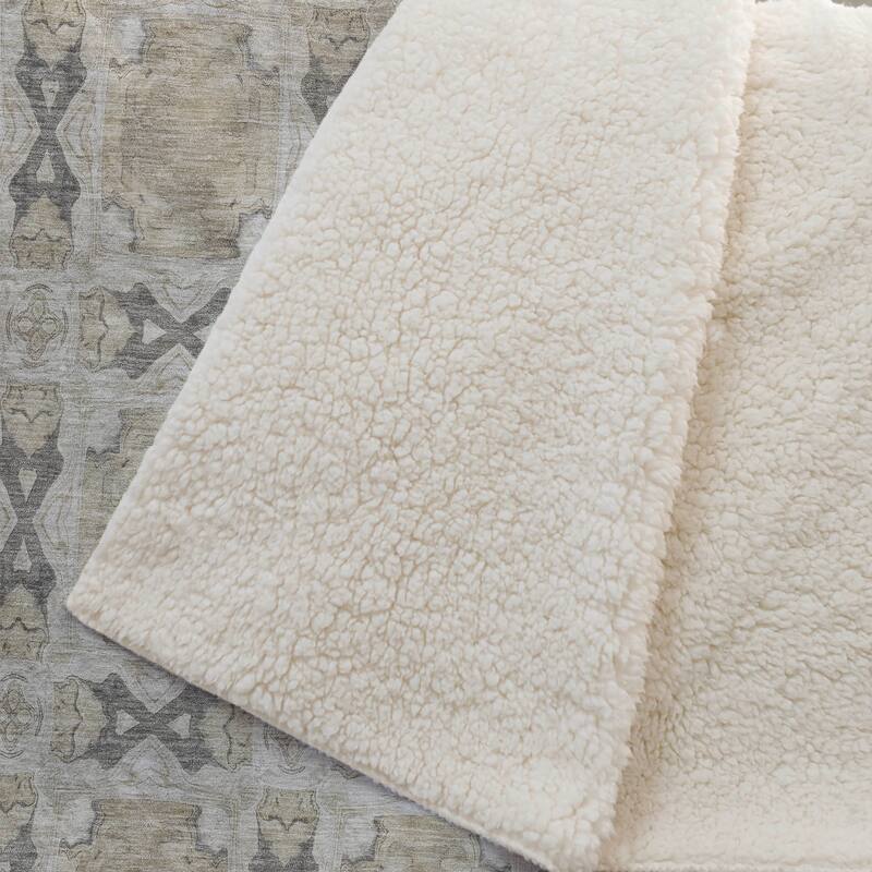 Premium Machine Washable Boho Moroccan Sherpa Throw Blanket
