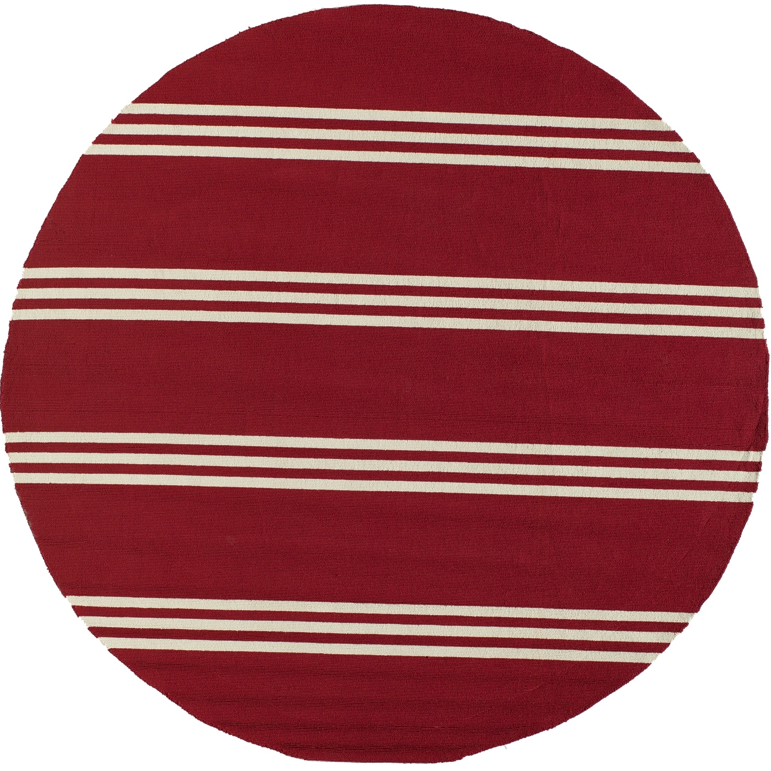 preview thumbnail 8 of 23, Momeni Veranda Hand Hooked Contemporary Striped Indoor Outdoor Rug 9' x 9' Round - Red