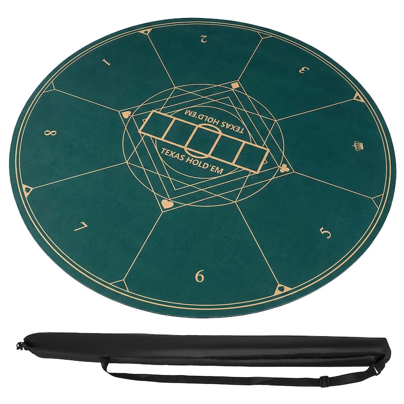 Gymax Round Poker Mat for Texas Hold'em 40'' 3 mm Rubber Foam for - Green