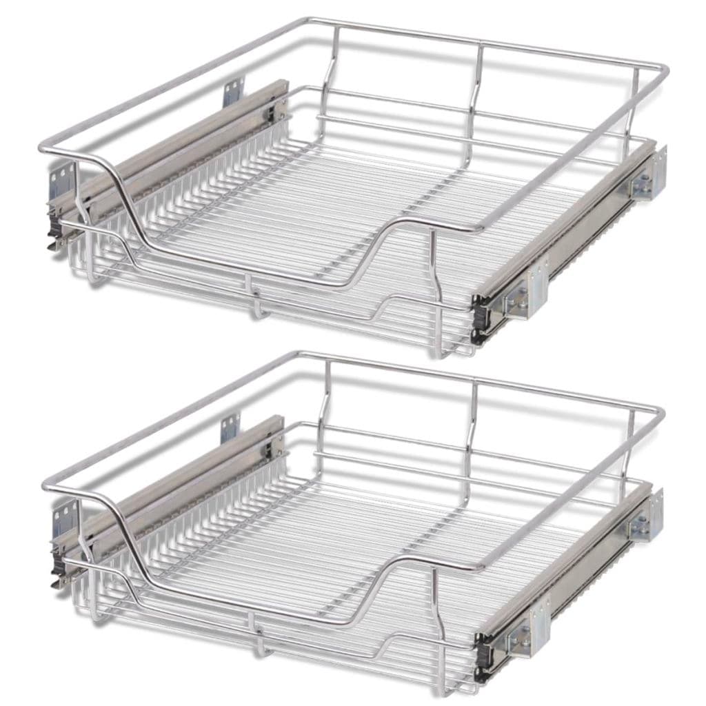 Shop Vidaxl Pull Out Wire Baskets 2 Pcs Silver 19 7 Overstock
